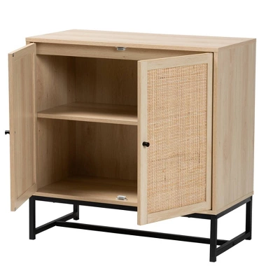Caterina Wood And Natural Rattan 2 Door Storage Cabinet Natural Brown/Black - Baxton Studio 2 Caterina Wood And Natural Rattan 2 Door Storage Cabinet Natural Brown/Black - Baxton Studio - Image 2
