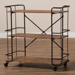 Neal Metal And Wood Kitchen Serving Cart Walnut/Black - Baxton Studio -Urban Dwell Gear Outlet Store GUEST b8db8ff5 b26c 4c24 a225 81eda8f8dfa0