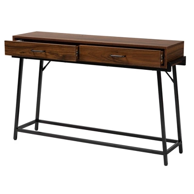 Eivor Wood And Metal 2 Drawer Console Table Walnut Brown/Black - Baxton Studio 2 Eivor Wood And Metal 2 Drawer Console Table Walnut Brown/Black - Baxton Studio - Image 2