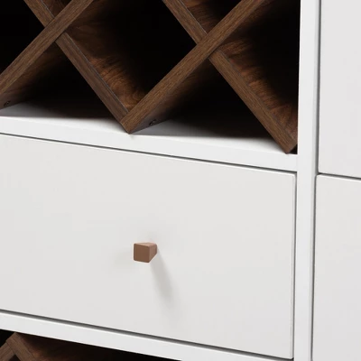 Baxton Studio Savino And Walnut Finished Wood Wine Cabinet White/Brown - BaxtonStudio 1 Baxton Studio Savino And Walnut Finished Wood Wine Cabinet White/Brown - BaxtonStudio