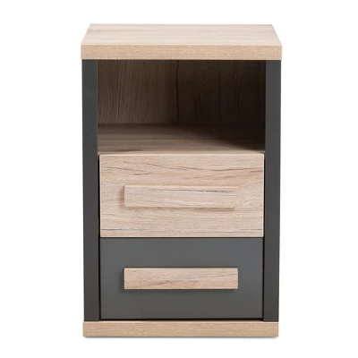Pandora Modern And Contemporary Two-Tone 2 Drawer Nightstand Dark Gray - Baxton Studio 2 Pandora Modern And Contemporary Two-Tone 2 Drawer Nightstand Dark Gray - Baxton Studio - Image 2