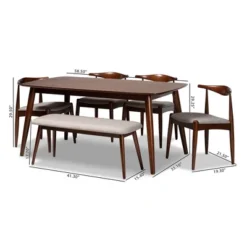 6pc Aeron Wood Dining Set Light Gray/Walnut - Baxton Studio -Urban Dwell Gear Outlet Store GUEST bab25351 4577 4150 8a65 5a14e732bfae