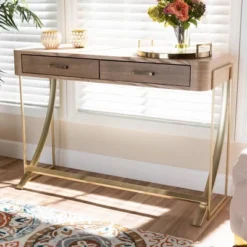 Lafoy Natural Finished Wood And Finished 2 Drawer Console Table Brown - Baxton Studio -Urban Dwell Gear Outlet Store GUEST bad60141 2eeb 4ffa b765 0164cf276788