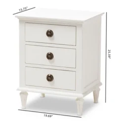 Venezia French - Inspired Rustic Washed Wood 3 - Drawer Nightstand - White - Baxton Studio -Urban Dwell Gear Outlet Store GUEST bbd505bd 1770 429e 825b f6159eed34df