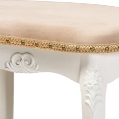 Gabrielle Velvet Fabric Upholstered Wood Vanity Ottoman Sand/White/Gold - Baxton Studio -Urban Dwell Gear Outlet Store GUEST bcfc57a2 f342 49e2 b19f 3b5c03a862f1