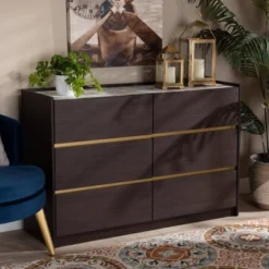 Walker Wood 6 Drawer Dresser With Faux Marble Top Dark Brown/Marble/Gold - Baxton Studio 14 Walker Wood 6 Drawer Dresser With Faux Marble Top Dark Brown/Marble/Gold - Baxton Studio -Urban Dwell Gear Outlet Store GUEST bd08a538 6bbf 4fa7 ae44 72427a76e541