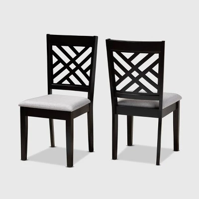 2pc Caron Upholstered Wood Dining Chair Set - Baxton Studio 6 2pc Caron Upholstered Wood Dining Chair Set - Baxton Studio - Image 6