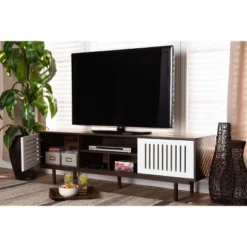 Meike Two-Tone Wood TV Stand For TVs Up To 70" Walnut/White - Baxton Studio -Urban Dwell Gear Outlet Store GUEST be7f39ce 9c26 4f3c 8740 49613c606fc5