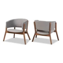 2pc Baron Fabric Upholstered And Wood Living Room Accent Chair Set - Baxton Studio -Urban Dwell Gear Outlet Store GUEST bed1cfd4 06c1 43fd 8fac 519ea98d6227