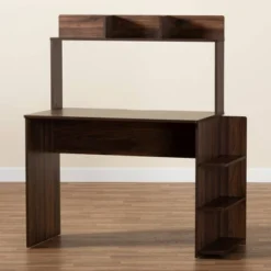 Garnet Wood Desk With Shelves Walnut/Brown - Baxton Studio -Urban Dwell Gear Outlet Store GUEST bf02268a 9e8e 404a 9f53 7e20655746f8