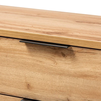 Reid Wood And Metal 4 Drawer Dresser Oak/Black - Baxton Studio 4 Reid Wood And Metal 4 Drawer Dresser Oak/Black - Baxton Studio - Image 4