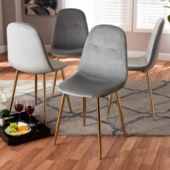 Set Of 4 Elyse Velvet Upholstered Metal Dining Chairs - Baxton Studio -Urban Dwell Gear Outlet Store GUEST bf762598 d2ef 4988 bc20 837d647ca025