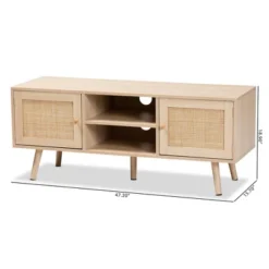 Sebille Wood With Natural Rattan 2 Door TV Stand For TVs Up To 45" Light Brown - Baxton Studio -Urban Dwell Gear Outlet Store GUEST c064a611 a2e5 4643 b0a7 c85d358b5de9