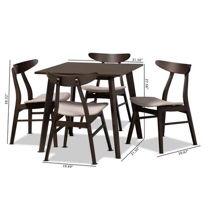 5pc Britte Fabric Upholstered Wood Dining Set - Baxton Studio 7 5pc Britte Fabric Upholstered Wood Dining Set - Baxton Studio - Image 7