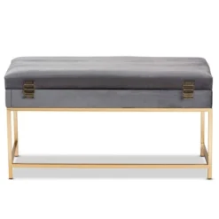 Aliana Velvet Fabric And Metal Large Ottoman Gold - Baxton Studio -Urban Dwell Gear Outlet Store GUEST c37b5bd1 b4ef 4060 8c59 025b33357f3a