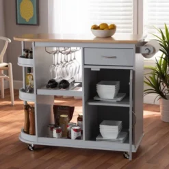 Donnie Wood Kitchen Storage Cart Light Gray/Natural - Baxton Studio 22 Donnie Wood Kitchen Storage Cart Light Gray/Natural - Baxton Studio -Urban Dwell Gear Outlet Store GUEST c43102c5 d6c1 4114 9550 413351450a90