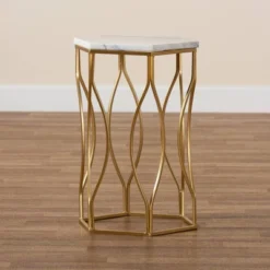 Kalena Metal End Table With Marble Tabletop Gold - Baxton Studio -Urban Dwell Gear Outlet Store GUEST c4b8a082 0dbd 426c a937 c602c52e58e0