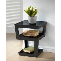 Clara Modern End Table With 3 Tieglass Shelves Black - Baxton Studio -Urban Dwell Gear Outlet Store GUEST c4bf1ebc ed46 455a 84c1 69ad1ed6b5c5