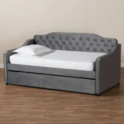 Freda Velvet Fabric Upholstered Button Tufted Daybed With Trundle - Baxton Studio -Urban Dwell Gear Outlet Store GUEST c50336ab 9619 404f b88d 76c6e9f6cb9c
