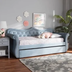 Twin Abbie Velvet Tufted Daybed With Trundle Light Blue - Baxton Studio -Urban Dwell Gear Outlet Store GUEST c5358b59 f38a 448d abc3 f438a0da8e06