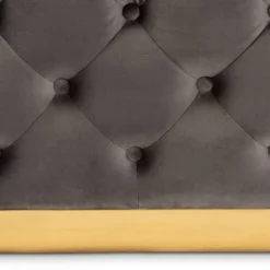 Verene Velvet Upholstered Square Cocktail Ottoman Gray/Gold - Baxton Studio -Urban Dwell Gear Outlet Store GUEST c5b407e5 9806 4dd5 b354 4103170e2315