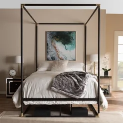 Queen Eva Vintage Industrial Finished Metal Canopy Bed Black - Baxton Studio 11 Queen Eva Vintage Industrial Finished Metal Canopy Bed Black - Baxton Studio -Urban Dwell Gear Outlet Store GUEST c5c3a81a aab3 44a1 941f 006108ff5b7b