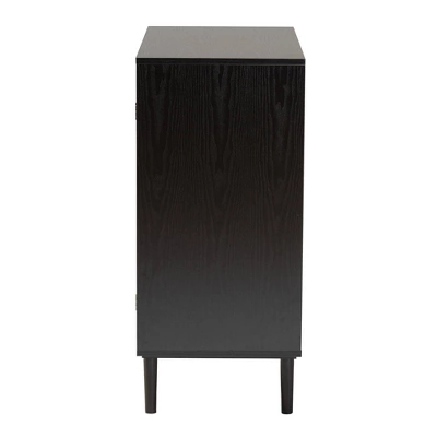 Maureen Wood And Rattan 2 Door Storage Cabinet Espresso/Natural Brown - Baxton Studio 4 Maureen Wood And Rattan 2 Door Storage Cabinet Espresso/Natural Brown - Baxton Studio - Image 4
