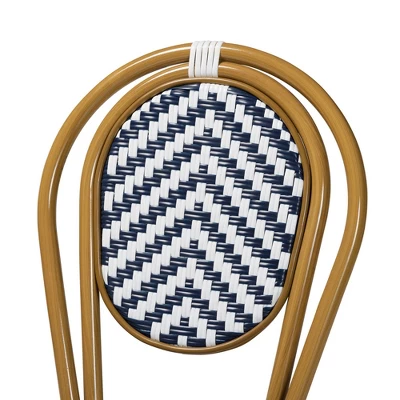 2pc Alaire Bamboo Style Stackable Bistro Dining Chair Set White/Blue/Brown - Baxton Studio 1 2pc Alaire Bamboo Style Stackable Bistro Dining Chair Set White/Blue/Brown - Baxton Studio