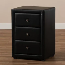 Tessa Faux Leather Upholstered 3 Drawer Nightstand Black - Baxton Studio -Urban Dwell Gear Outlet Store GUEST c7fd4dd3 d371 4dc7 948c 8332436d2c58