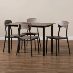 5pc Marcus Metal And Rustic Oak Finished Wood Dining Set Black/Oak - Baxton Studio 9 5pc Marcus Metal And Rustic Oak Finished Wood Dining Set Black/Oak - Baxton Studio -Urban Dwell Gear Outlet Store GUEST c80369ce 8d0e 4e92 9417 632fa20213a7