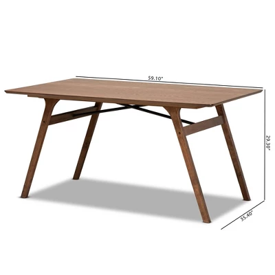 Saxton Wood Dining Table Walnut Brown/Black - Baxton Studio 7 Saxton Wood Dining Table Walnut Brown/Black - Baxton Studio - Image 7