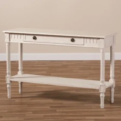 Ariella Whitewashed 1 Drawer Console Table White - Baxton Studio -Urban Dwell Gear Outlet Store GUEST c89f951c 3f05 4f80 ad25 a33bef093bb5