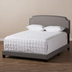 Odette Modern And Contemporary Fabric Upholstered Bed - Light Gray - Baxton Studio -Urban Dwell Gear Outlet Store GUEST c8d646b5 d58f 42f1 8d37 373c05bc487b