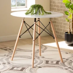 Varen Plastic And Wood Dining Table White/Oak Brown/Black - Baxton Studio -Urban Dwell Gear Outlet Store GUEST c9bce4de 6311 494b 94b0 9c2da56f6287