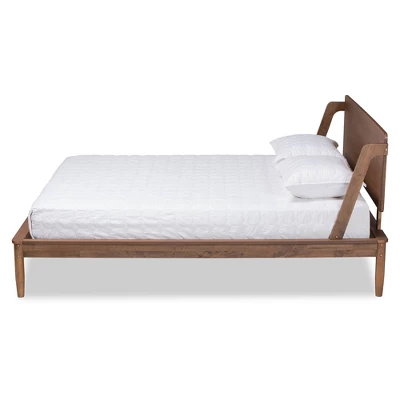 Sadler Mid-Century Modern Platform Bed Walnut/Brown - Baxton Studio 1 Sadler Mid-Century Modern Platform Bed Walnut/Brown - Baxton Studio