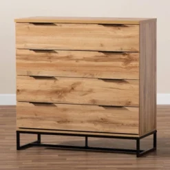 Reid Wood And Metal 4 Drawer Dresser Oak/Black - Baxton Studio 15 Reid Wood And Metal 4 Drawer Dresser Oak/Black - Baxton Studio -Urban Dwell Gear Outlet Store GUEST caa6b2e4 2d48 4d0e a2c8 fa2b7b75ff05