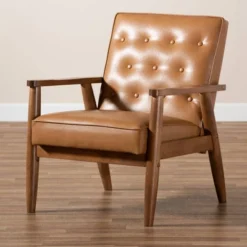 Sorrento Mid-Century Faux Leather Upholstered Wood Lounge Chair Walnut/Brown - Baxton Studio 13 Sorrento Mid-Century Faux Leather Upholstered Wood Lounge Chair Walnut/Brown - Baxton Studio -Urban Dwell Gear Outlet Store GUEST cab32517 0c34 40a1 b972 ea2dea9119c5