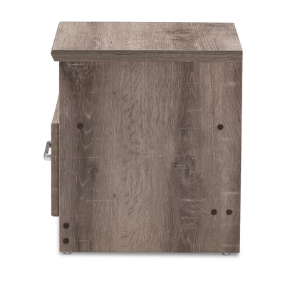 Gallia Modern And Contemporary Oak Finished 1 Drawer Nightstand Brown - Baxton Studio 3 Gallia Modern And Contemporary Oak Finished 1 Drawer Nightstand Brown - Baxton Studio - Image 3