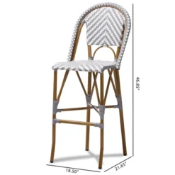 Baxton Studio Ilene Indoor And Outdoor Stackable Bistro Barstool Gray/White - BaxtonStudio
