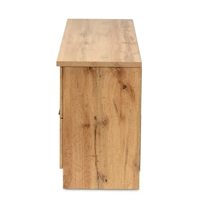 Adelino Wood 2 Drawer TV Stand For TVs Up To 55" Oak Brown/Black - Baxton Studio 2 Adelino Wood 2 Drawer TV Stand For TVs Up To 55" Oak Brown/Black - Baxton Studio - Image 2