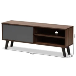 Mallory Two-Tone Wood TV Stand For TVs Up To 50" Gray/Walnut - Baxton Studio -Urban Dwell Gear Outlet Store GUEST cbb60849 cb84 405d bbad 0a9a231d29fc