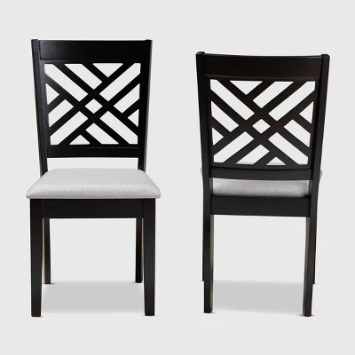 2pc Caron Upholstered Wood Dining Chair Set - Baxton Studio 1 2pc Caron Upholstered Wood Dining Chair Set - Baxton Studio