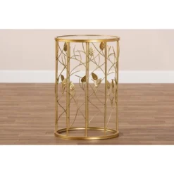 Anaya Glam Brushed Metal And Glass Leaf Accent End Table Gold - Baxton Studio -Urban Dwell Gear Outlet Store GUEST cc5b4ab6 6f3e 4b95 8765 ef0dfc166147