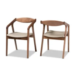 2pc Harland Faux Leather Upholstered And Wood Dining Chair Set - Baxton Studio -Urban Dwell Gear Outlet Store GUEST cc64b8b1 20a5 48ee 9ef4 4059ba481d73