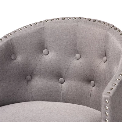 2pc Theron Fabric And Wood Swivel Counter Stool Set - Baxton Studio 4 2pc Theron Fabric And Wood Swivel Counter Stool Set - Baxton Studio - Image 4