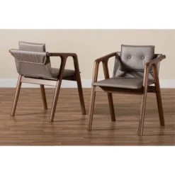 2pc Marcena Leather Upholstered And Wood Dining Chair Set Gray/Walnut Brown - Baxton Studio -Urban Dwell Gear Outlet Store GUEST ccb5bcdc b1f7 438e 894f 7d2ecdc06714