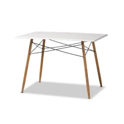 5pc Wayne White And Walnut Metal Dining Set Gray - Baxton Studio