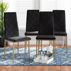 4pc Blaise Velvet Fabric Upholstered And Metal Dining Chair Set - Baxton Studio -Urban Dwell Gear Outlet Store GUEST cd29adf9 4f86 4d6a 88ef 91e2912951af