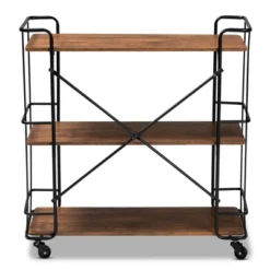 Neal Metal And Wood Kitchen Serving Cart Walnut/Black - Baxton Studio -Urban Dwell Gear Outlet Store GUEST ce0b3a95 c19d 4388 a39f 380776512eec