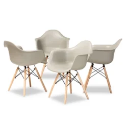 4pc Galen Plastic And Wood Dining Chair Set - Baxton Studio -Urban Dwell Gear Outlet Store GUEST cf202610 749b 4a0a 9563 0113b61bf5d0